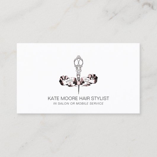 Antiek  schaar haarlijst visitekaartje (Voorkant)