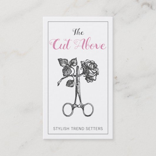 Antiek schaar-haarlijst visitekaartje (Voorkant)