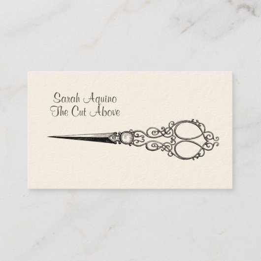 Antiek schaar haarlijst Visitekaartje (Achterkant)