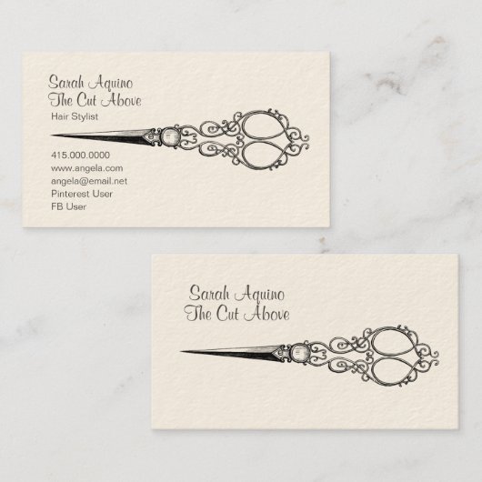  Antiek schaar haarlijst Visitekaartje (Voorkant / Achterkant)