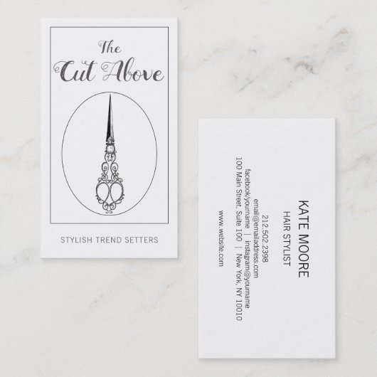 Antiek schaar haarlijst Visitekaartje (Voorkant / Achterkant)