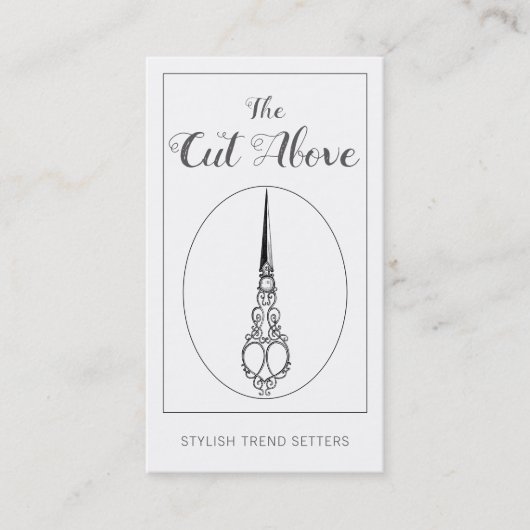 Antiek schaar haarlijst Visitekaartje (Voorkant)