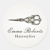 Antiek schaar  Hair Salon Ronde Sticker (Voorkant)