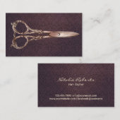 Antiek schaar Hair Stylist  Paars Damask Visitekaartje (Voorkant / Achterkant)