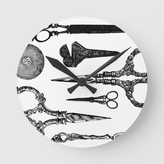 Antiek schaar Vignette Ronde Klok (Voorkant)