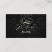 Antiek schaar, zwart en gouden Damask Hair Stylist Visitekaartje (Voorkant)