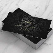 Antiek schaar, zwart en gouden Damask Hair Stylist Visitekaartje