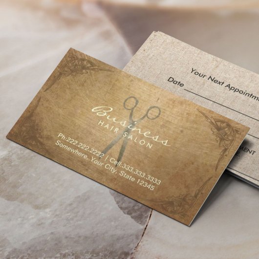Antiek schaarser met hair Salon-benoeming Afsprakenkaartje