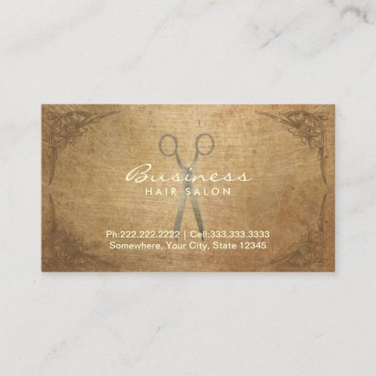 Antiek schaarser met hair Salon-benoeming Afsprakenkaartje (Voorkant)