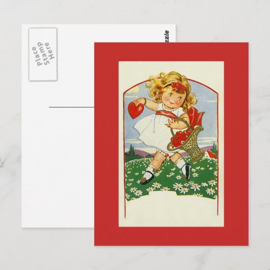 Antiek schattig Harten Valentijnse Briefkaart (Voorkant / Achterkant)