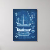 Antiek scheepsblauwdruk I Canvas Afdruk (Voorkant)