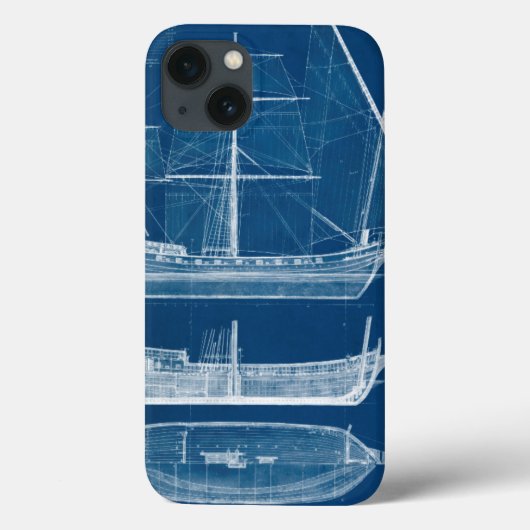 Antiek scheepsblauwdruk I Case-Mate iPhone Case (Achterkant)