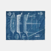 Antiek scheepsblauwdruk I Fleece Deken (Voorkant (Horizontaal))