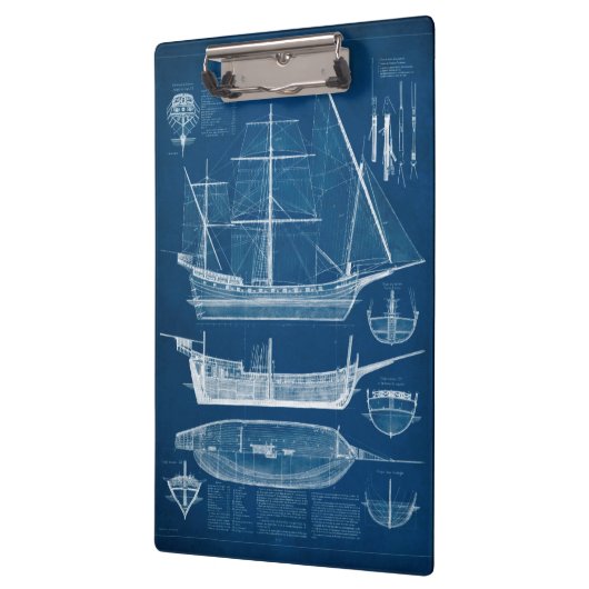 Antiek scheepsblauwdruk I Klembord (Links)
