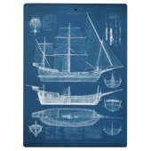 Antiek scheepsblauwdruk I Klembord (Achterkant)