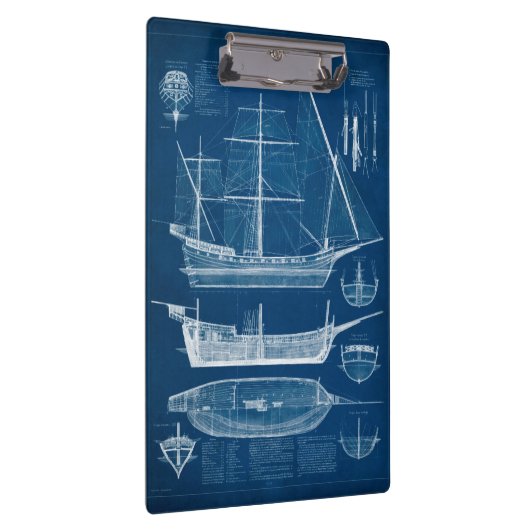 Antiek scheepsblauwdruk I Klembord (Rechts)