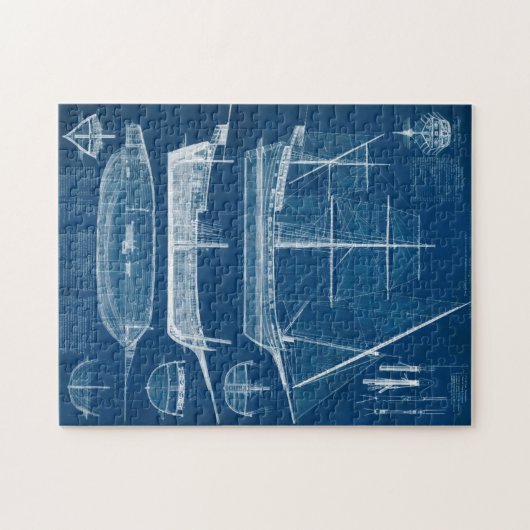 Antiek scheepsblauwdruk I Legpuzzel (Horizontaal)