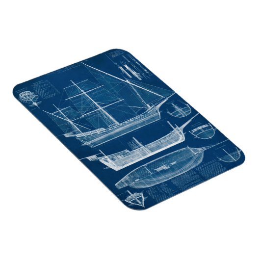 Antiek scheepsblauwdruk I Magneet (Rechterzijde)