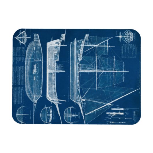 Antiek scheepsblauwdruk I Magneet (Horizontaal)