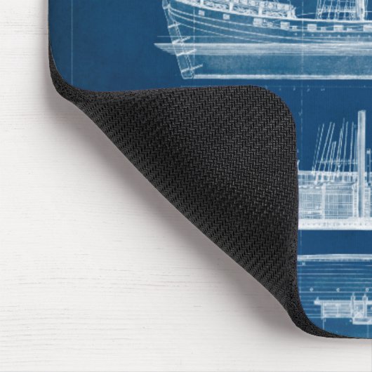 Antiek scheepsblauwdruk I Muismat (Hoek)