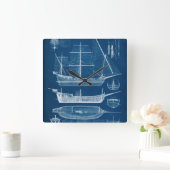 Antiek scheepsblauwdruk I Vierkante Klok (Huis)