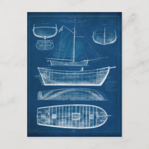 Antiek scheepsblauwdruk II Briefkaart