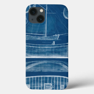 Antiek scheepsblauwdruk II iPhone 13 Hoesje
