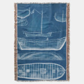 Antiek scheepsblauwdruk II Deken (Voorkant Verticaal)
