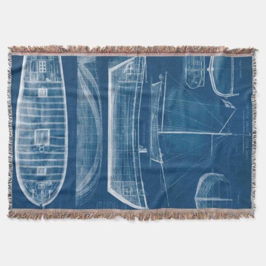 Antiek scheepsblauwdruk II Deken (Voorkant)