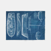 Antiek scheepsblauwdruk II Fleece Deken (Voorkant (Horizontaal))