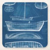 Antiek scheepsblauwdruk II Kartonnen Onderzetters (Voorkant)