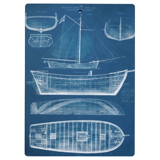 Antiek scheepsblauwdruk II Klembord (Achterkant)