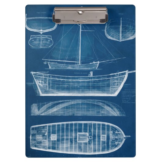 Antiek scheepsblauwdruk II Klembord (Voorkant)