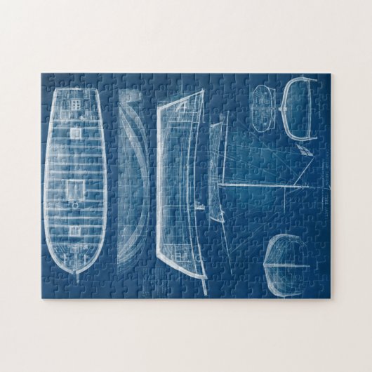 Antiek scheepsblauwdruk II Legpuzzel (Horizontaal)