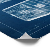 Antiek scheepsblauwdruk II Poster (Hoek)