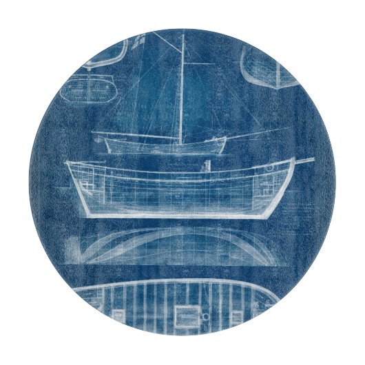 Antiek scheepsblauwdruk II Snijplank (Voorkant)