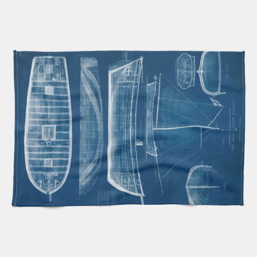 Antiek scheepsblauwdruk II Theedoek (Horizontaal)