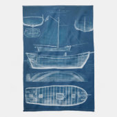 Antiek scheepsblauwdruk II Theedoek (Verticaal)