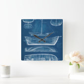 Antiek scheepsblauwdruk II Vierkante Klok (Huis)