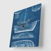 Antiek scheepsblauwdruk II Vierkante Klok (Hoek)