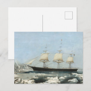 Antiek Scheepsijsberg Wandkunst van Zeilschepen Briefkaart