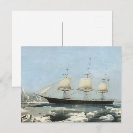 Antiek Scheepsijsberg Wandkunst van Zeilschepen Briefkaart (Voorkant / Achterkant)