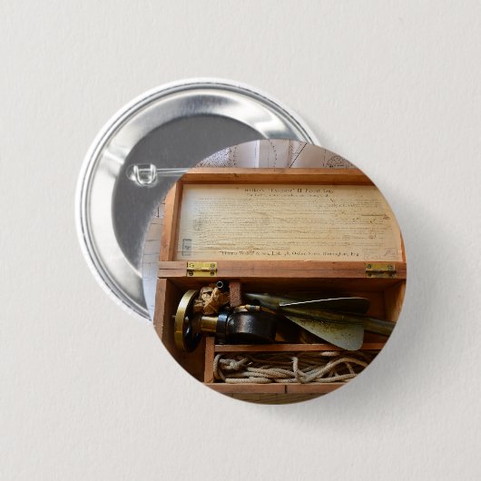 Antiek scheepslog ronde button 5,7 cm (Voorkant /achterkant)