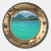 Antiek scheepsvenster ronde sticker (Voorkant)