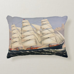 Antiek Scheepvaart Zeilschip Currier & Ives Accent Kussen