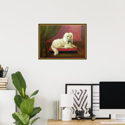 Antiek schilderen - Maltezen met een pijlstaart Poster (Thuiskantoor)