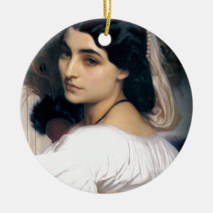 Antiek schilderij van de ispanische dame keramisch ornament