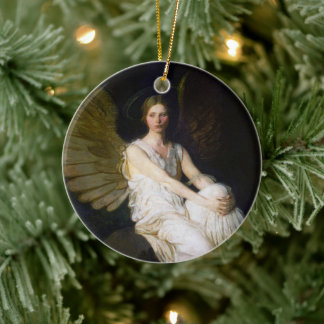 Antiek schilderij van engel door Abbott Handerson Keramisch Ornament