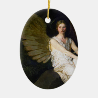 Antiek schilderij van engel door Abbott Handerson Keramisch Ornament