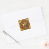 ANTIEK SCHIP BROWN WAX SEAL PARCHCHMENT VIERKANTE STICKER (Envelop)